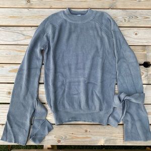 Long Sleeve Bow Cuff Sweater Tight At The Waist